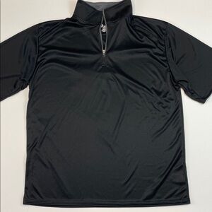 Badger Sport Black Quarter Zip Performance Shirt Mens Large Short Sleeve